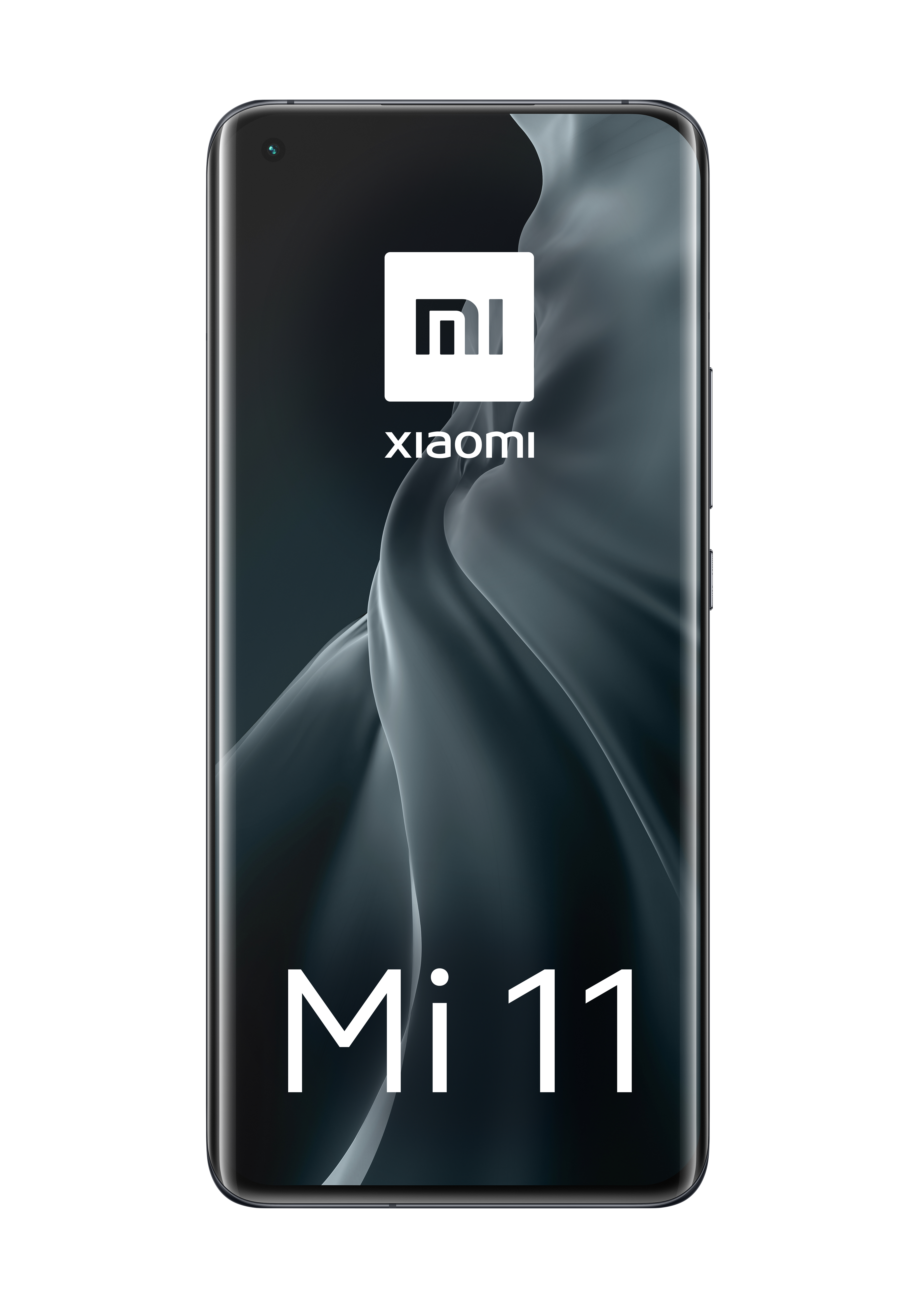 Ein Xiaomi Mi 11 Smartphone zeigt ein dunkles Hintergrundbild mit dem weißen Mi-Logo und dem Schriftzug Mi 11.