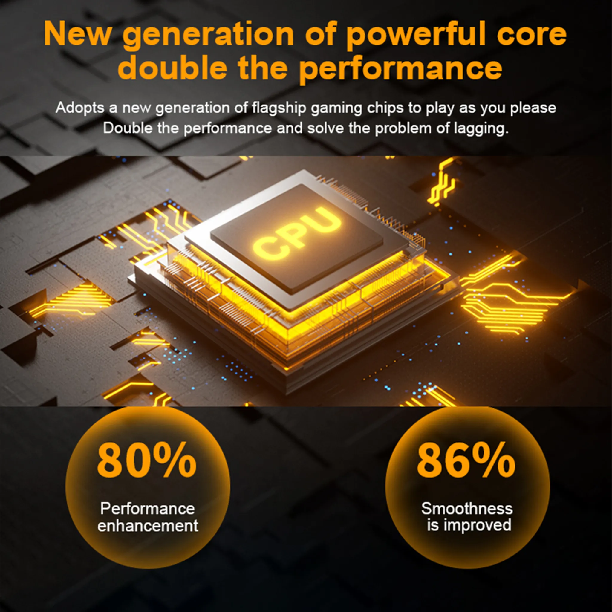Technischer Hintergrund mit CPU-Chip und Leistungsgrafiken.