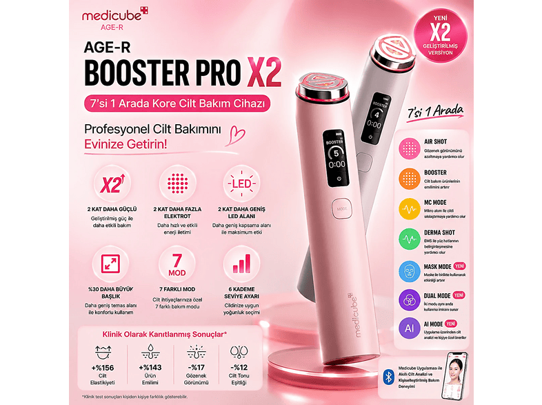 MEDICUBE Age-R Booster Pro X2 7'si 1 Arada Kore Cilt Bakım Cihazı