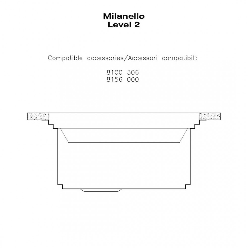 Disegno tecnico di Milanello Livello 2 con accessori compatibili.