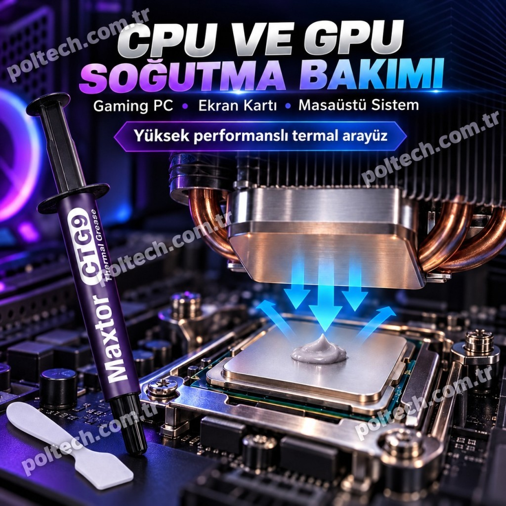 İşlemci üzerinde Maxtor CTG9 termal macun, arkada soğutucu blok.