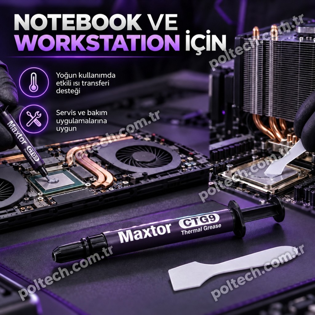Şırınga ve spatula ile bilgisayar anakartı üzerinde Maxtor CTG9 termal macun.