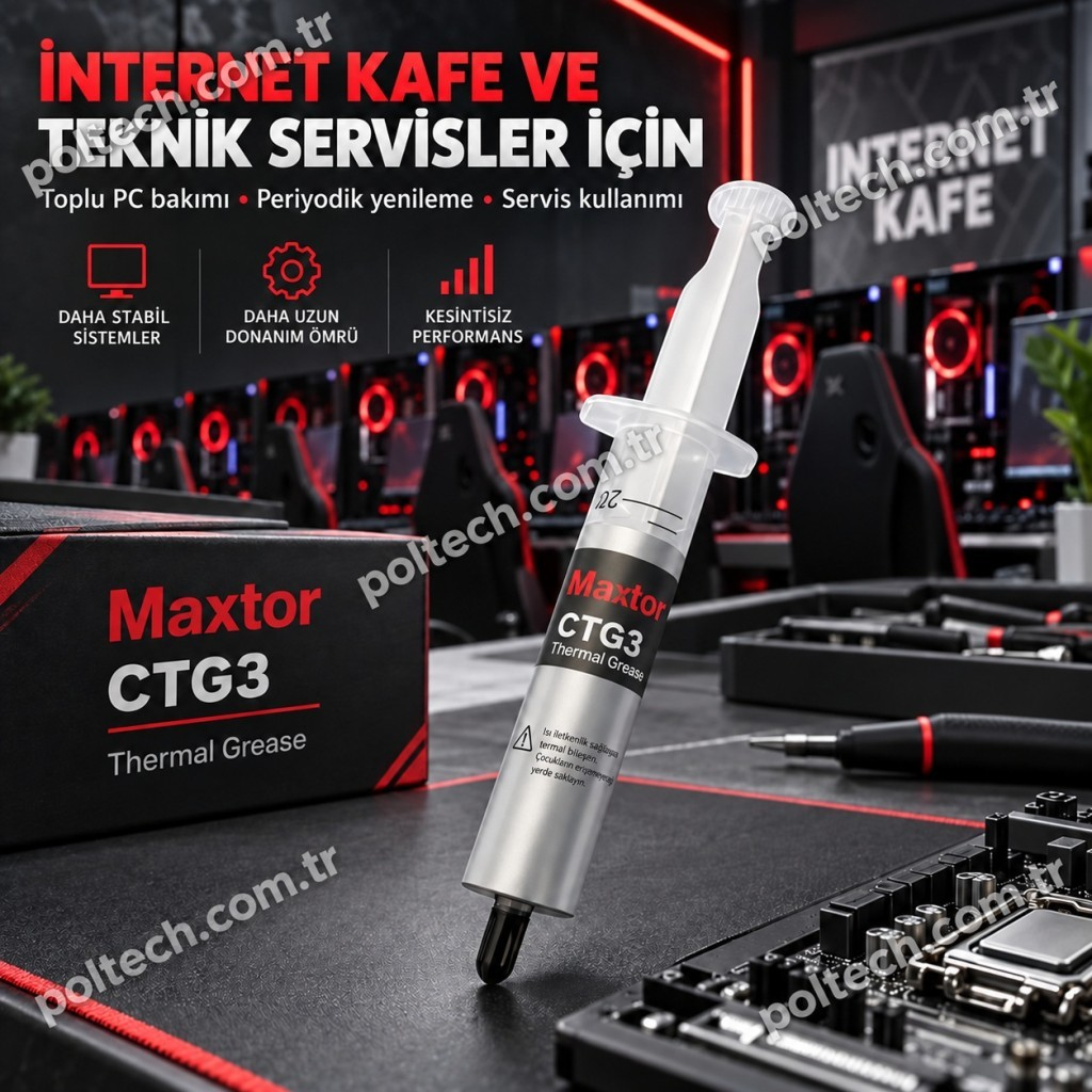 Bilgisayar parçaları olan bir masada kutusuyla Maxtor CTG3 termal macun.