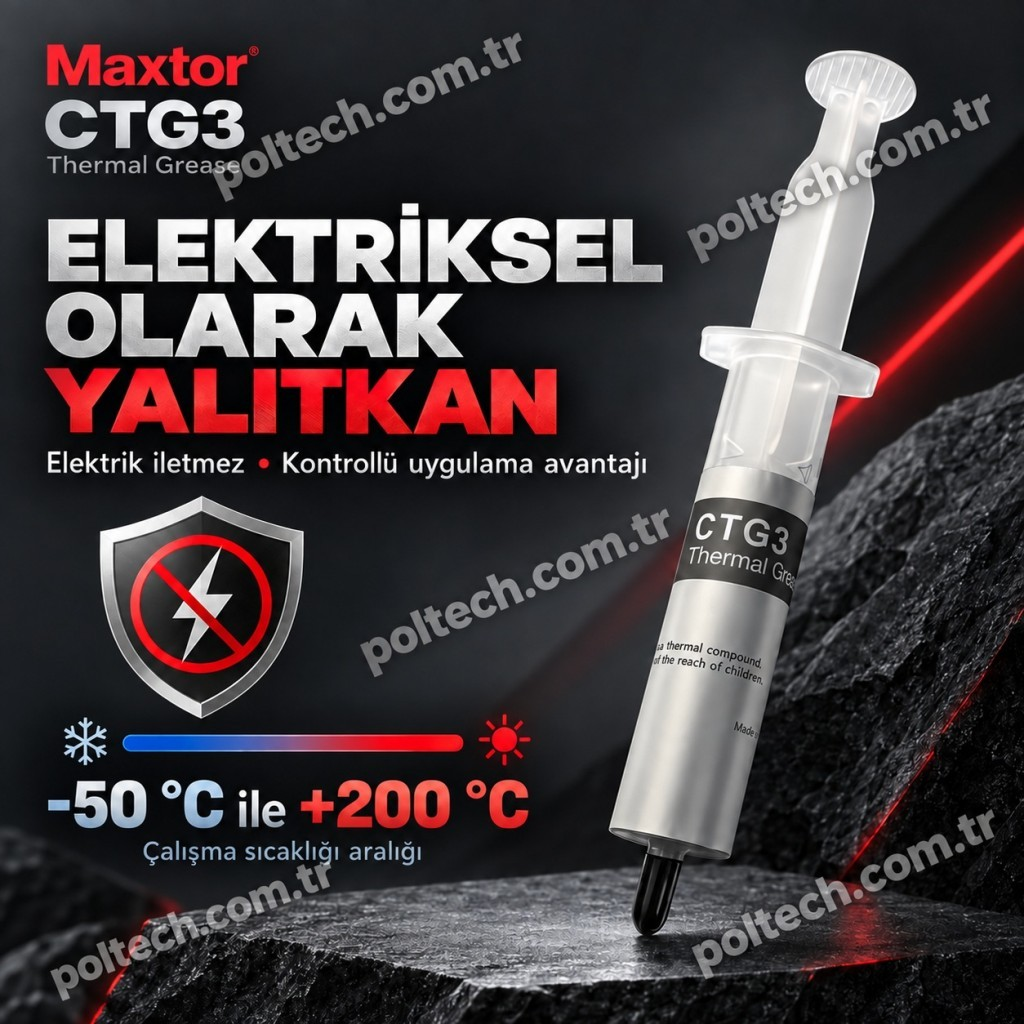 Koyu arka plan önünde şırınga içinde Maxtor CTG3 termal macun.