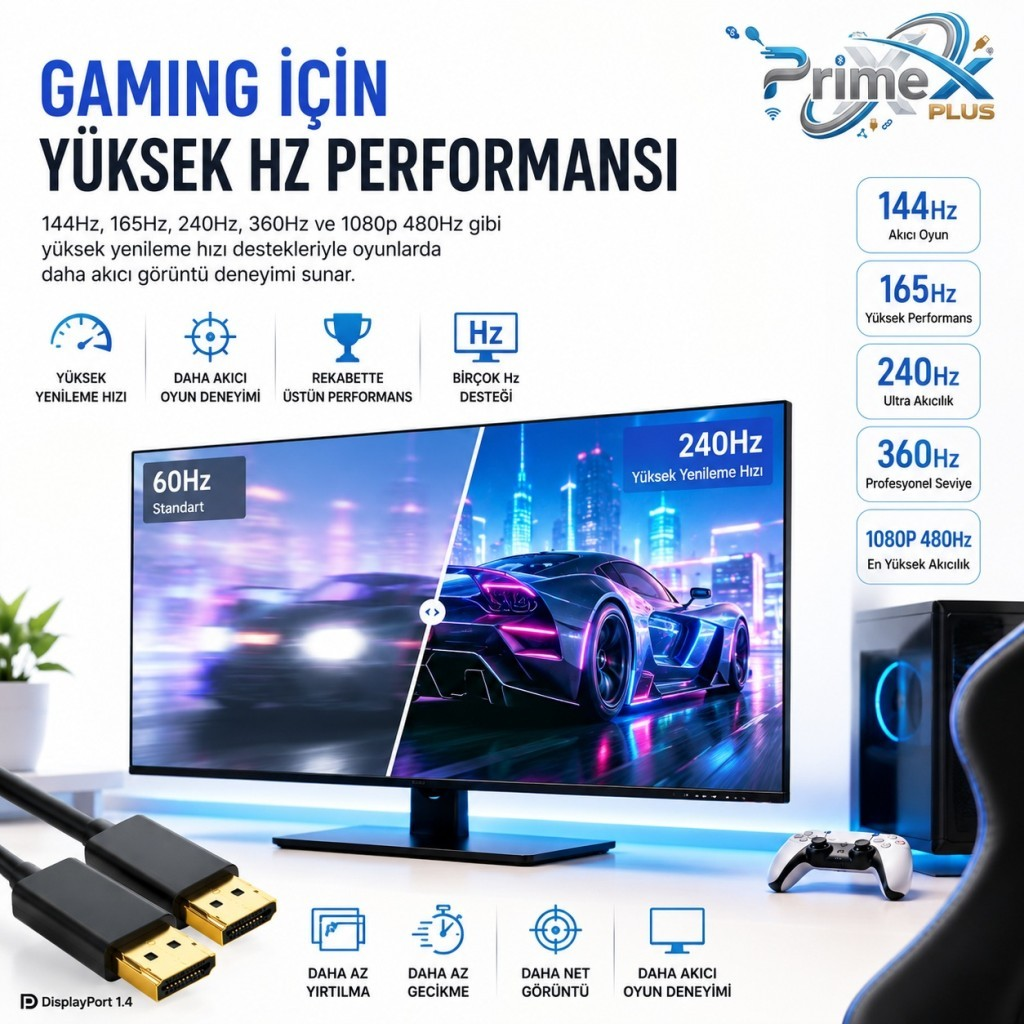 Yüksek Hz performanslı oyun monitörü, akıcı grafik karşılaştırması.