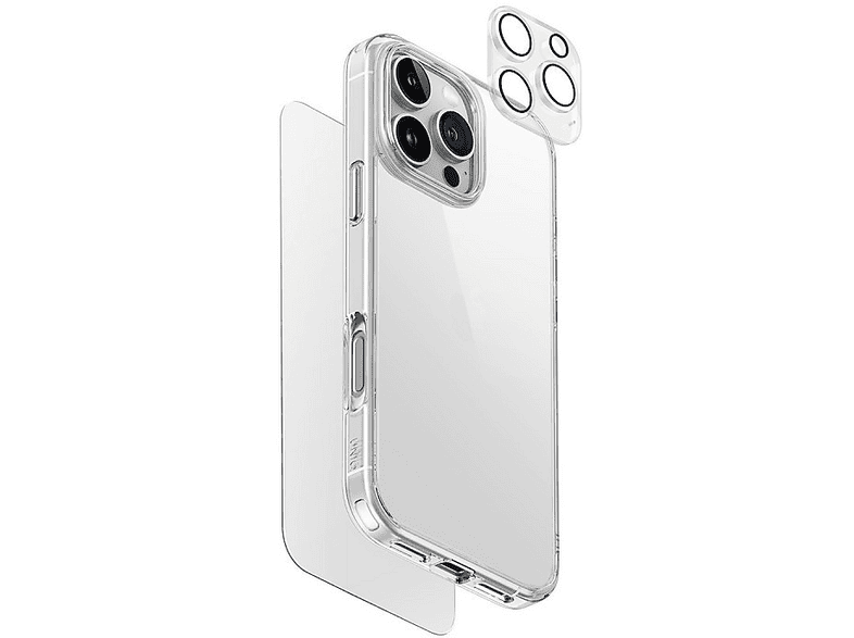 UNIQ iPhone 16 Pro Uyumlu Clearvue 3in1 Set Kapak Telefon Kılıfı Şeffaf