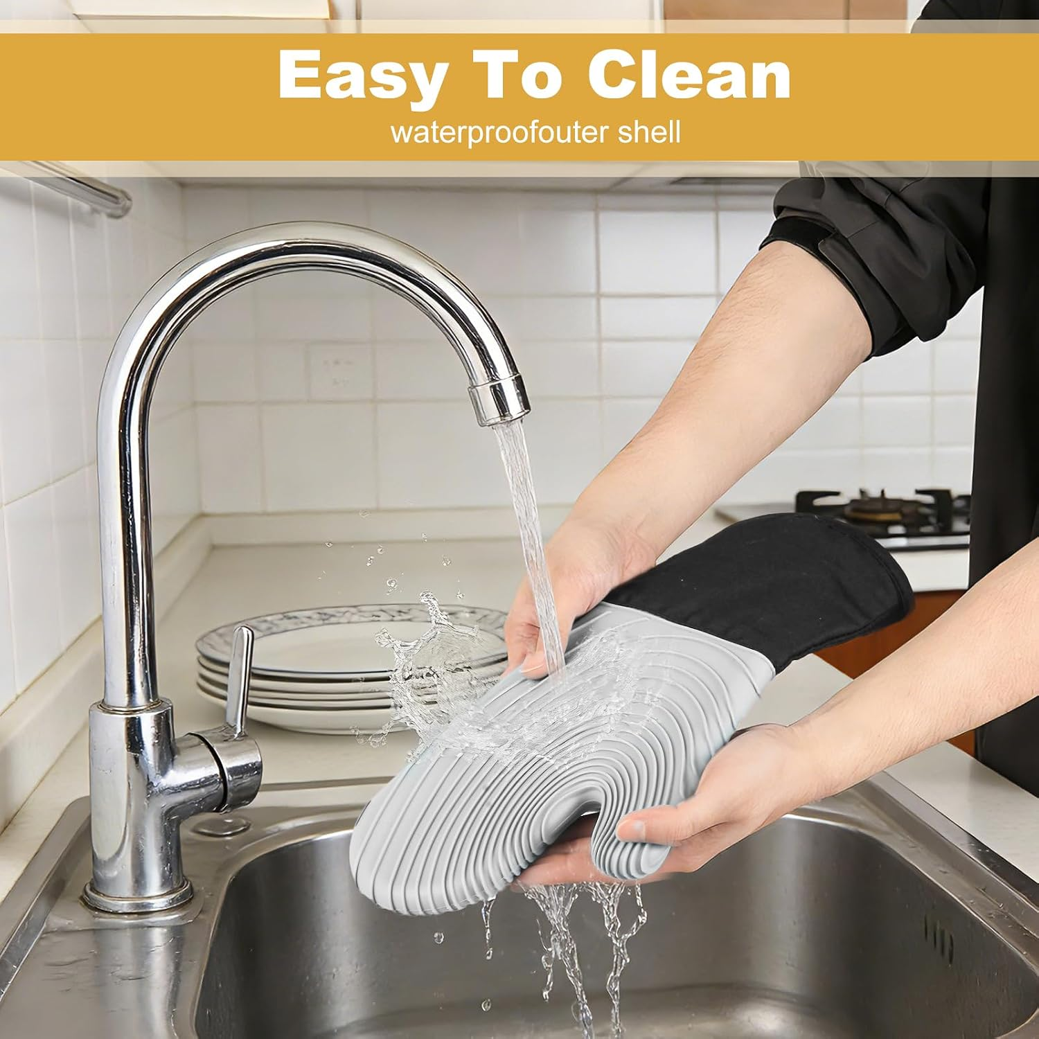 YIQIFA Hitzebeständig Wasserdichte Silikon Handschuhe