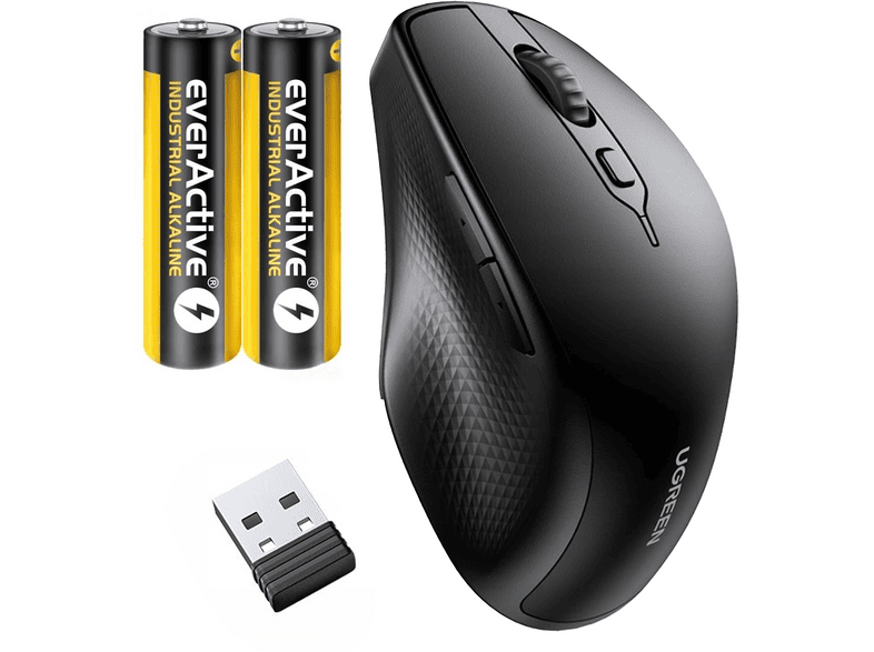 UGREEN Ergonomik Sessiz Çift Modlu Bluetooth 90395 Kablosuz Mouse Siyah