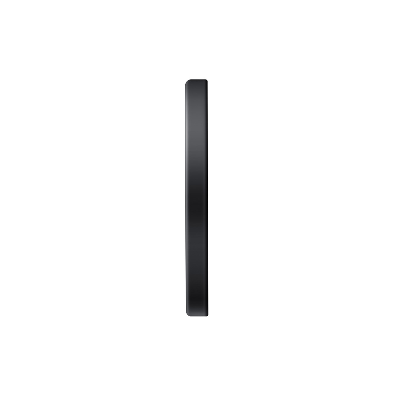 Un cilindro negro vertical y elegante sobre un fondo blanco.