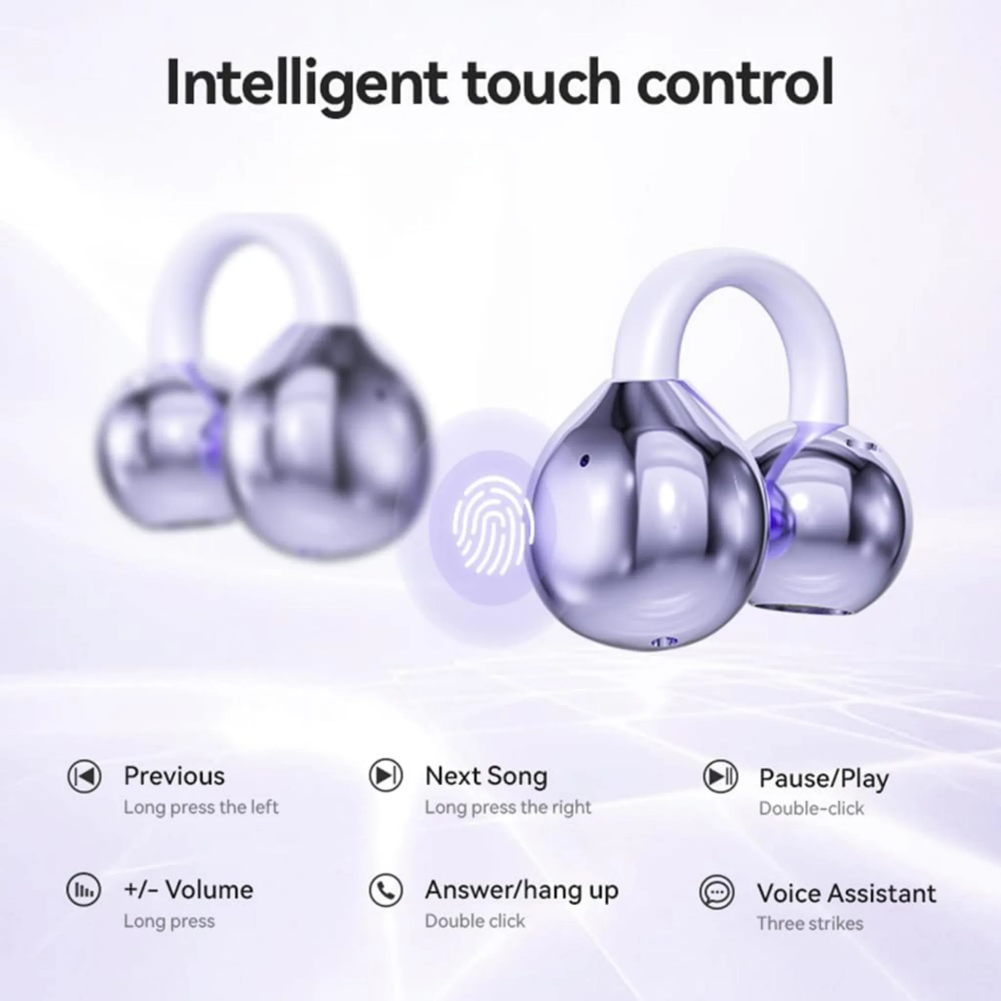 Intelligente Touch-Steuerung für kabellose Ohrhörer mit Gesten wie langem Drücken und Doppelklicken.