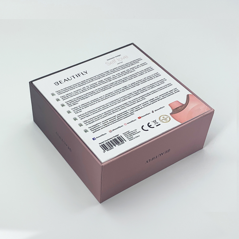 Różowe pudełko produktu Beautifly z tekstem i kodem kreskowym na białym tle.