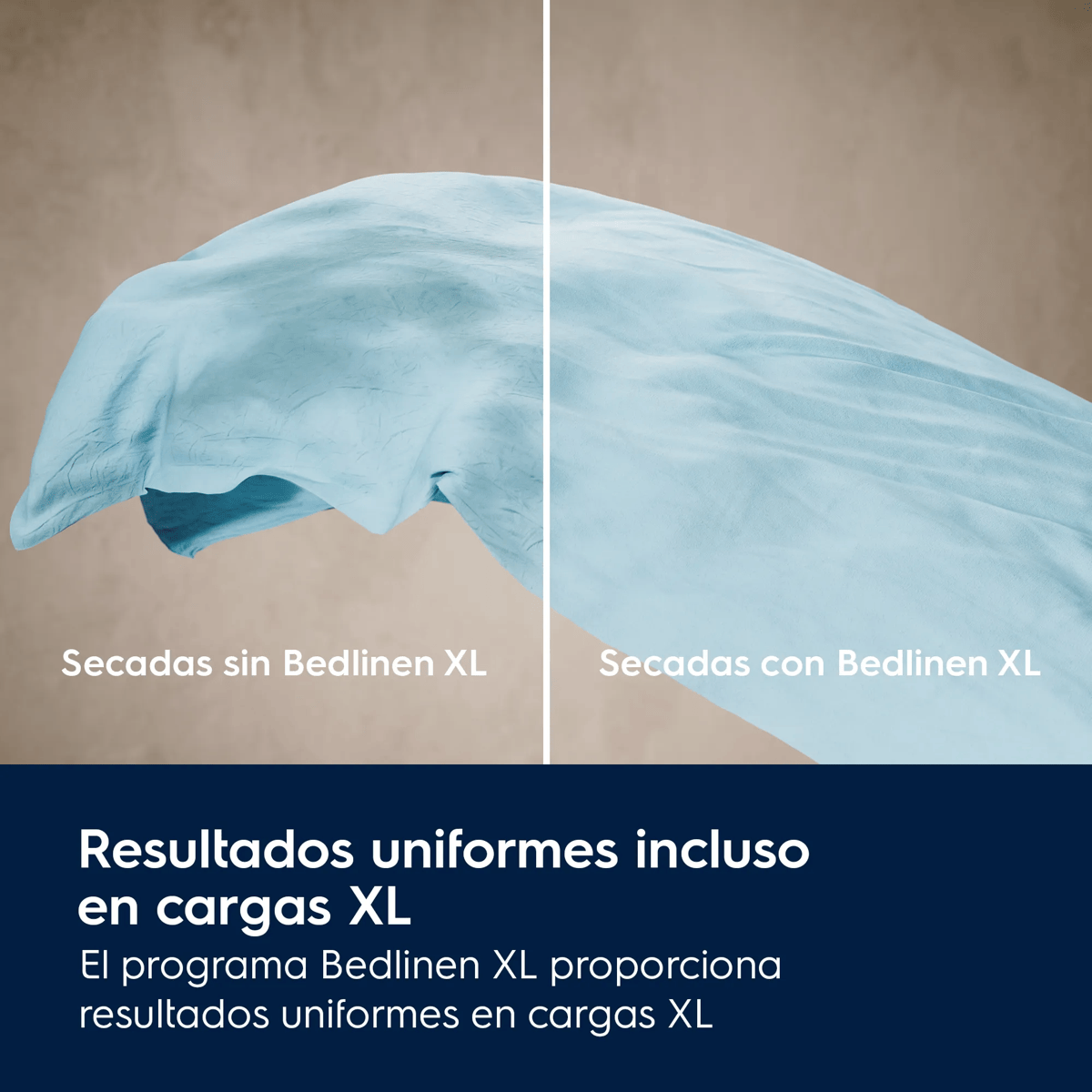 Comparación de ropa de cama: izquierda irregular, derecha lisa con Bedlinen XL.