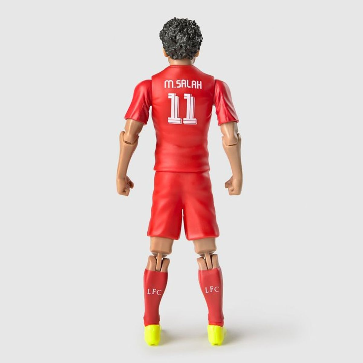 Rückansicht einer Mo-Salah-Actionfigur im roten Liverpool-Trikot mit der Nummer 11.