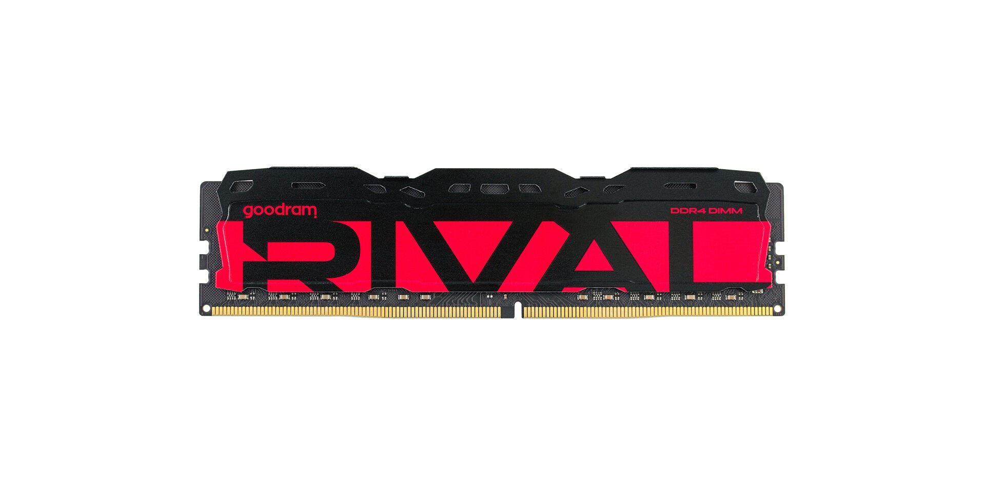 Czarna kość pamięci RAM Goodram IRX DDR4 DIMM z czerwonym logo Rival.