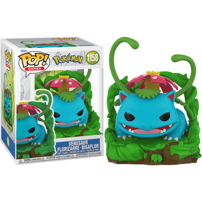 Figura de vinilo Funko Pop de Pokémon Venusaur junto a su caja.