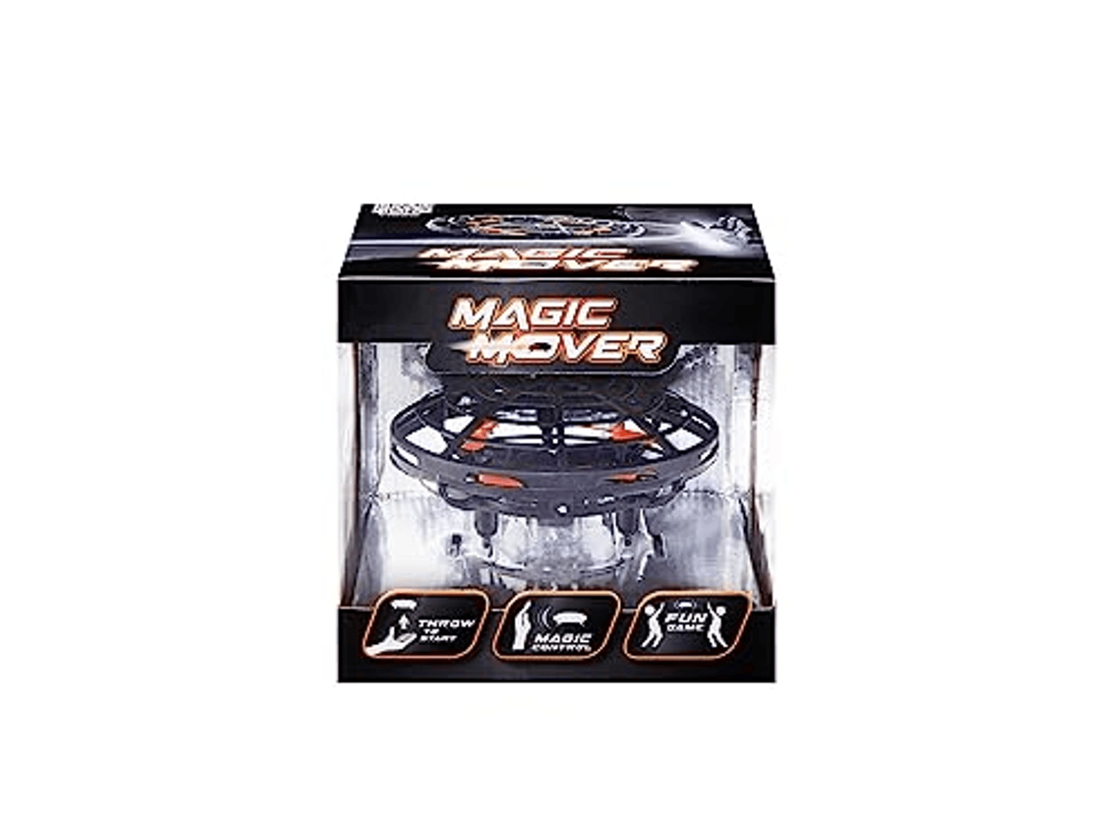 Dron Magic Mover en caja con gráficos y texto.