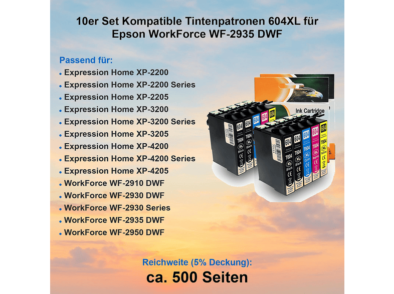 D&C WF-2935DWF | 604XL 10 Pack Multipack 10 kleuren (4x Zwart, 2x