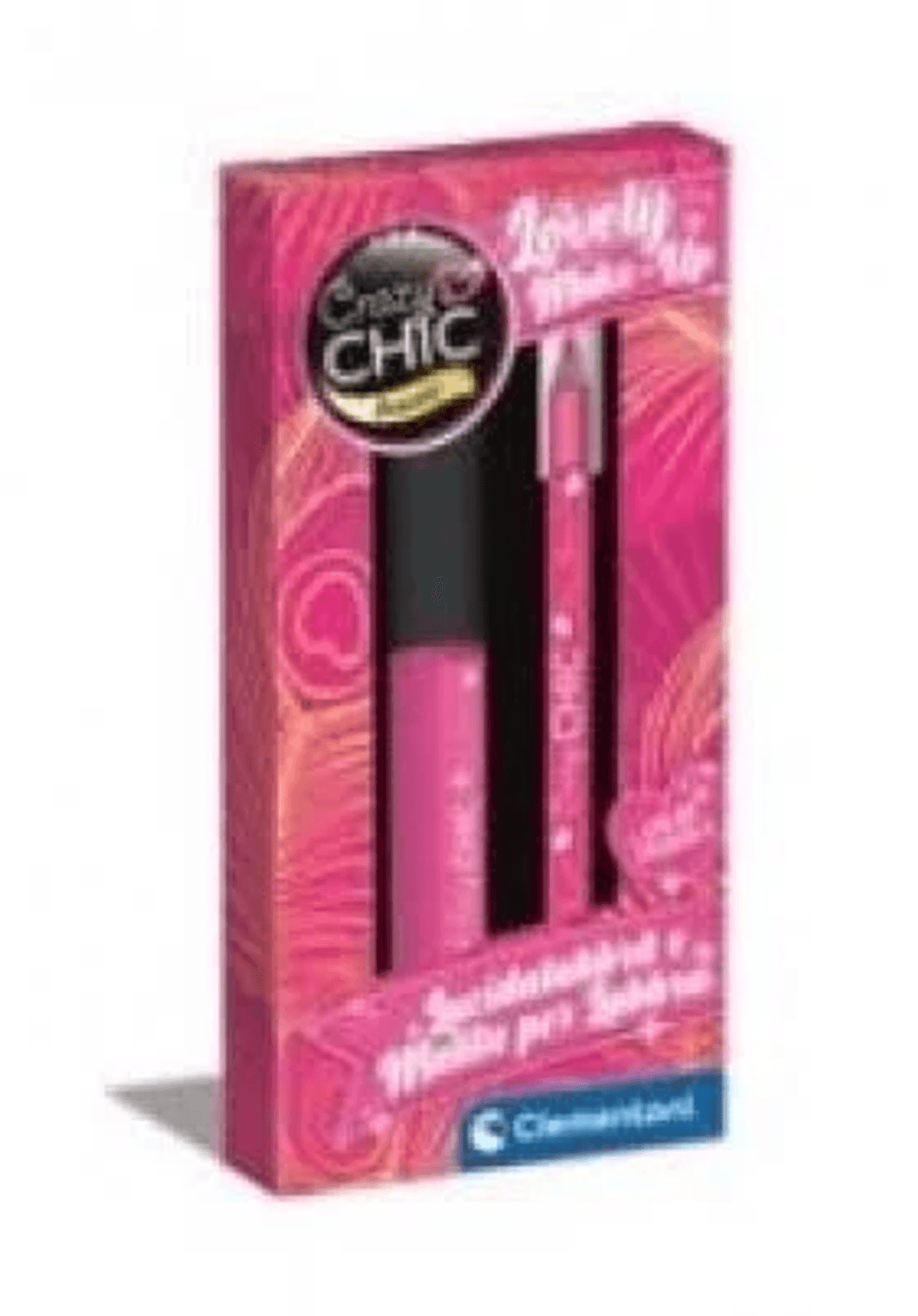 Caja rosa de set de maquillaje Crazy Chic con pintalabios y lápiz.