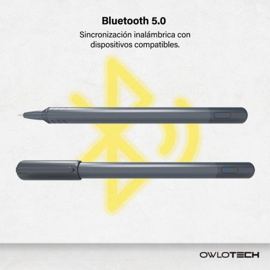 Due penne grigie con icona Bluetooth 5.0 e testo su sfondo chiaro.