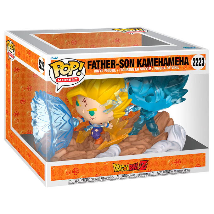 Dragon Ball Z Pop! Moment Vinylfiguren Father-Son Kamehameha in Verpackung.