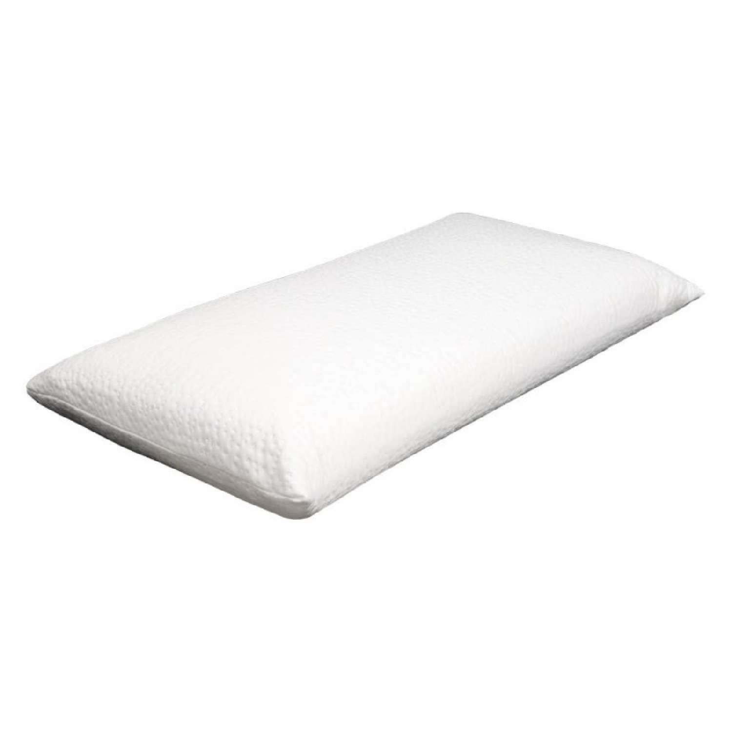 Una almohada blanca y rectangular sobre un fondo blanco aislado.