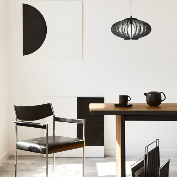 Lámpara colgante  - SAPELLI FABRILAMP, Madera Café/Transp/Níquel