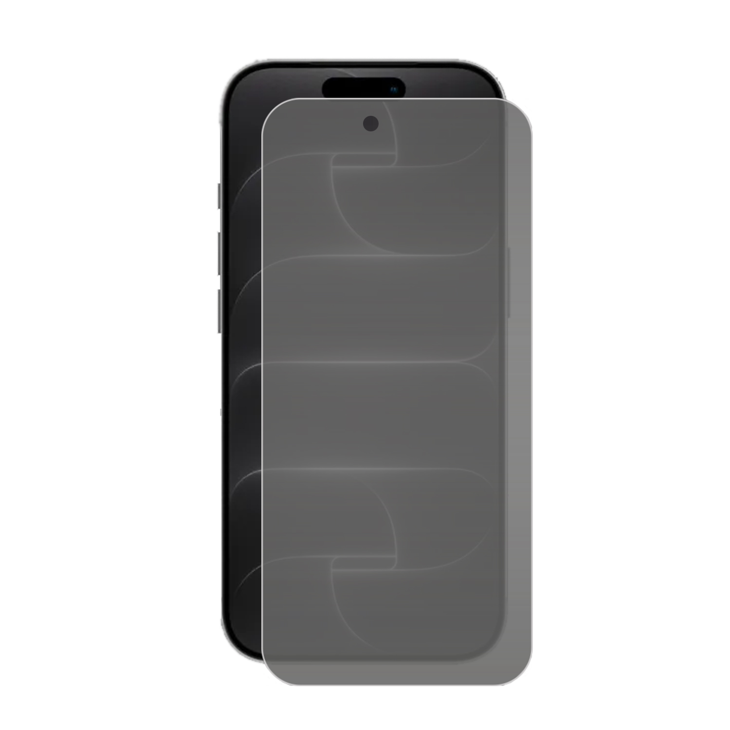Een smartphone met een transparante schermprotector op het display.