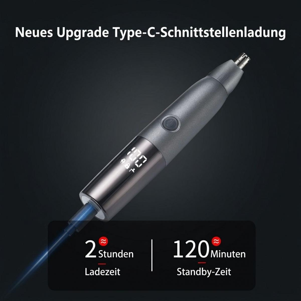 YEMASTER 3-in-1 mit Digitaldisplay, 120 Min Akku & IPX7 Barttrimmer, Grau