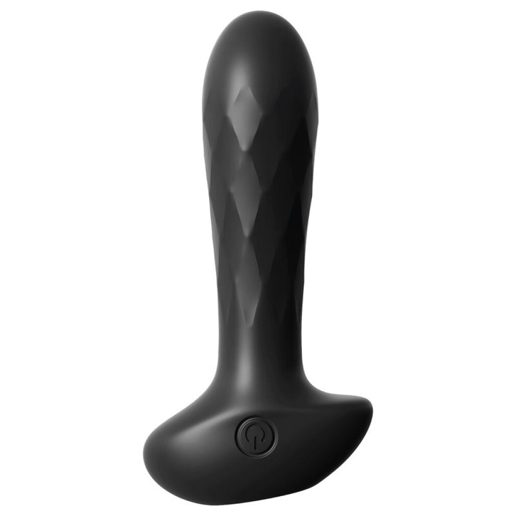 Ein glattes, schwarzes Wellness-Produkt mit Rautenmuster auf einem weißen Hintergrund.