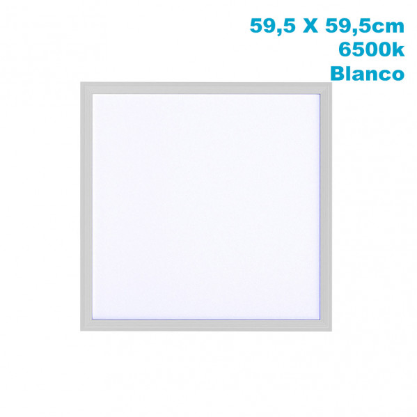 Panel LED cuadrado y blanco de 59,5 x 59,5 cm con luz blanca fría de 6500k.
