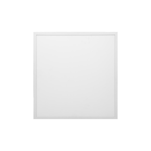 Panel de techo blanco cuadrado con un marco blanco delgado sobre fondo liso.