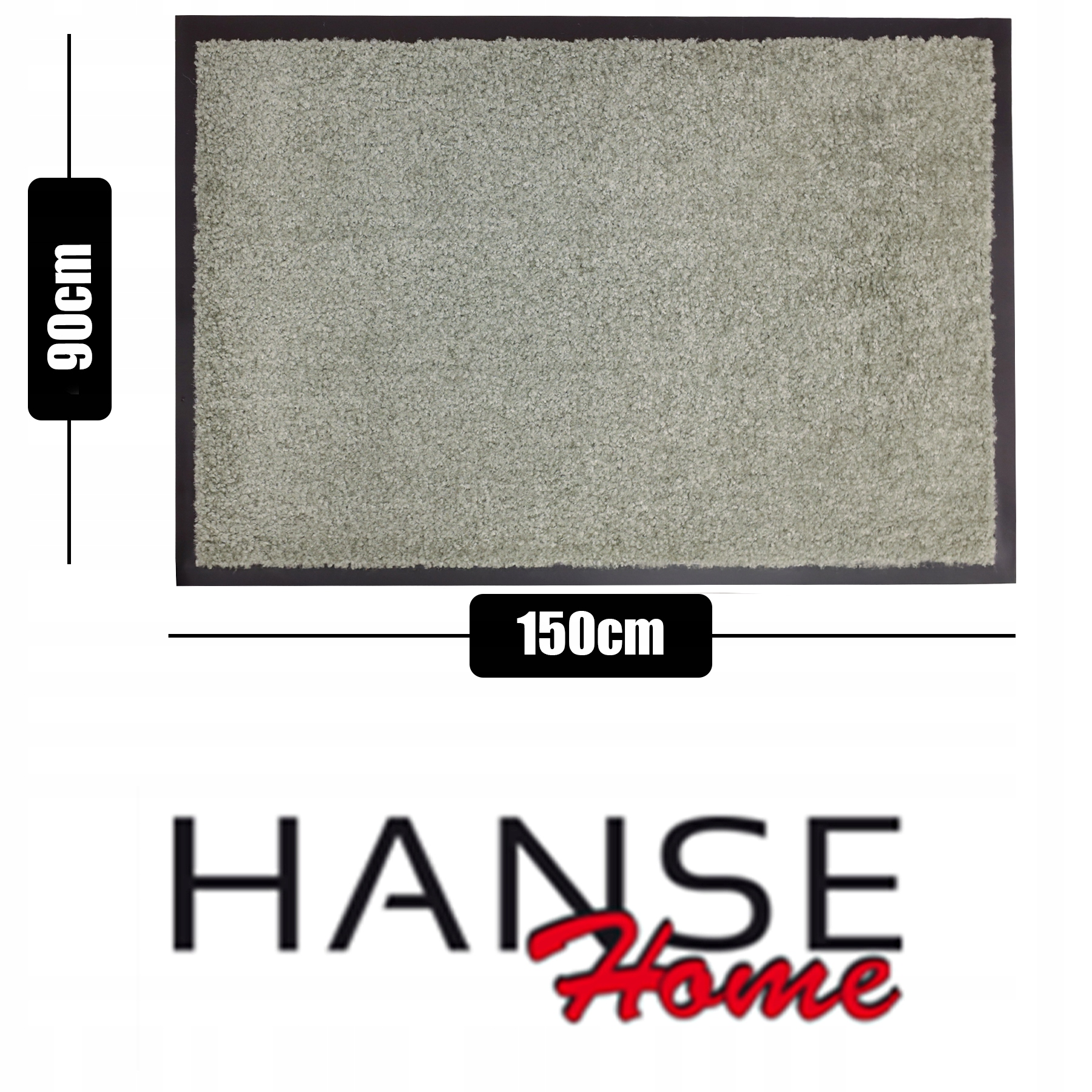 Szara wycieraczka o wymiarach 90x150cm z logo Hanse Home.