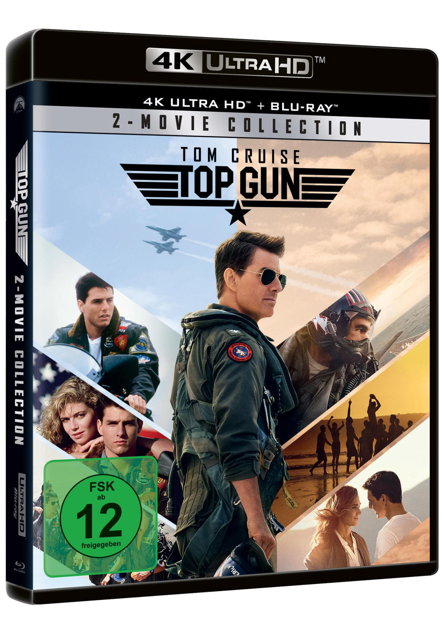 Top Gun 4K Ultra HD Blu-ray 2-Film-Kollektion mit Tom Cruise in Pilotenuniform.