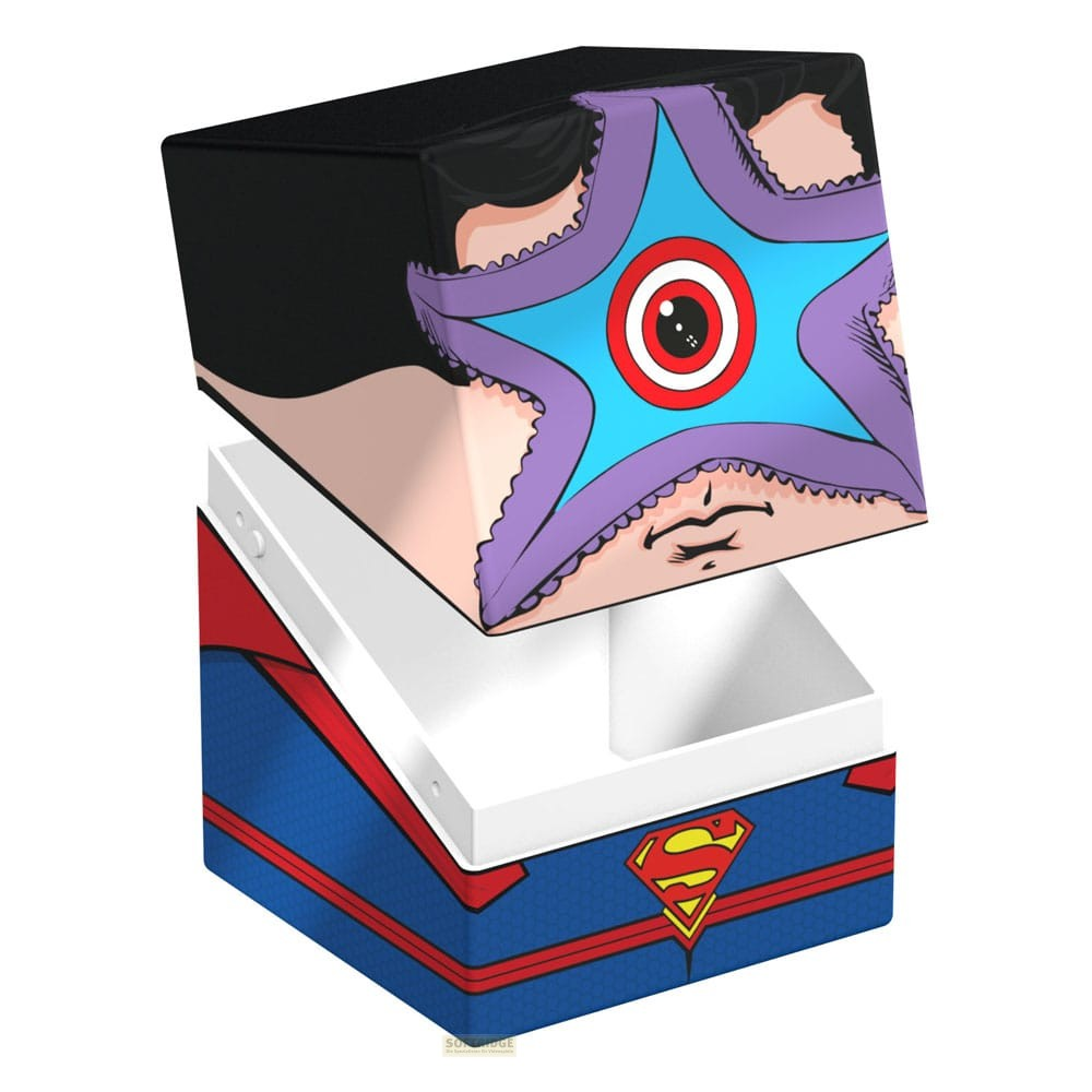 Une boîte de deck Superman ouverte bleue et rouge avec le design de Starro l'étoile de mer.