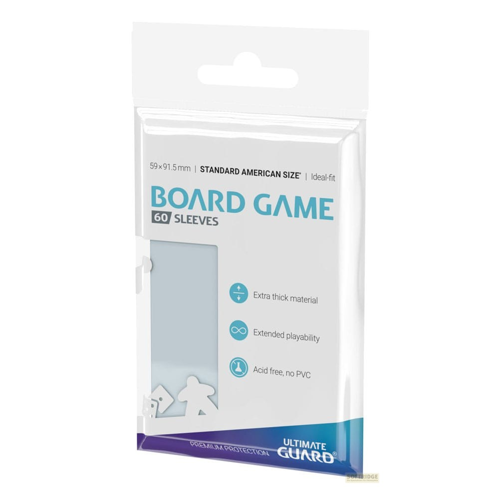 Un paquet de protège-cartes Ultimate Guard Board Game, taille standard, 60 pièces, sans acide.
