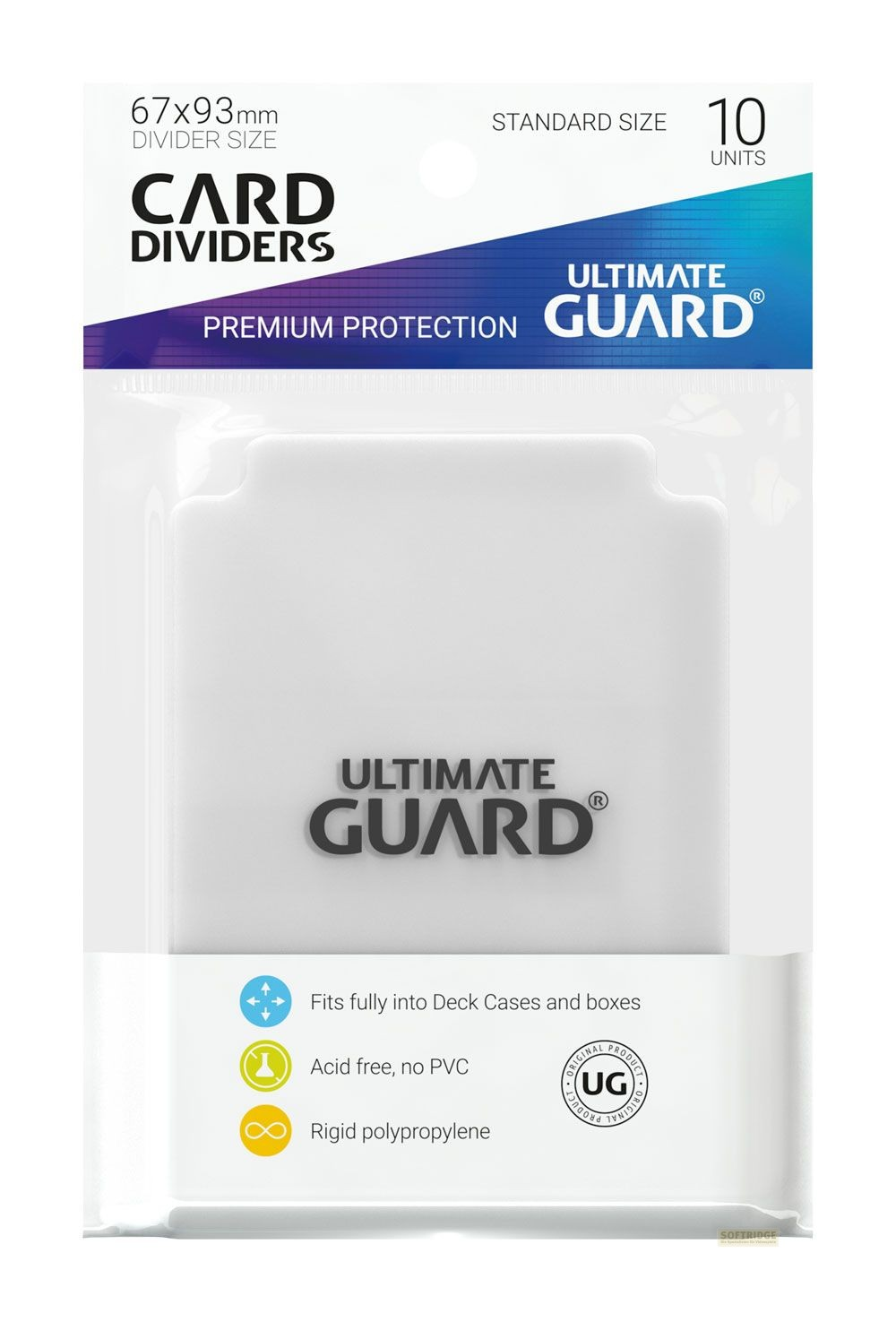 Emballage de dix séparateurs de cartes Ultimate Guard, format standard 67x93 mm.