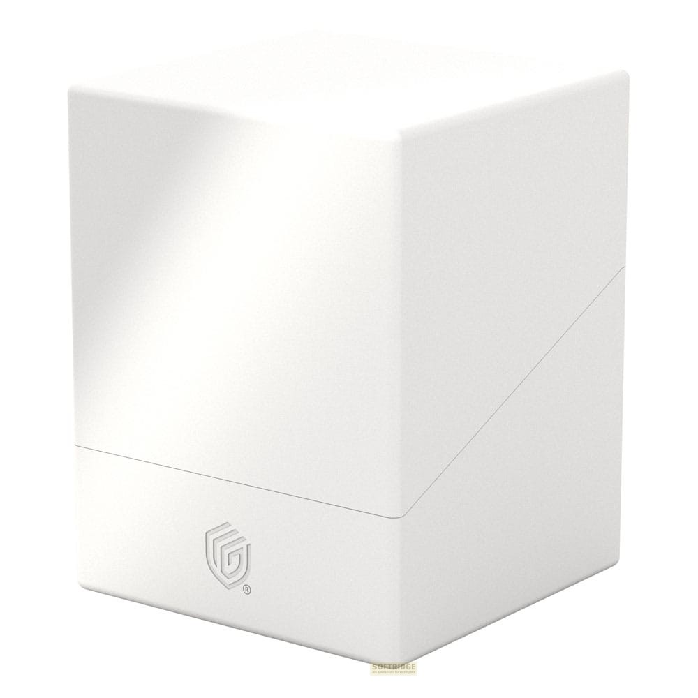 Une boîte de deck blanche avec un logo sur le devant sur fond blanc.