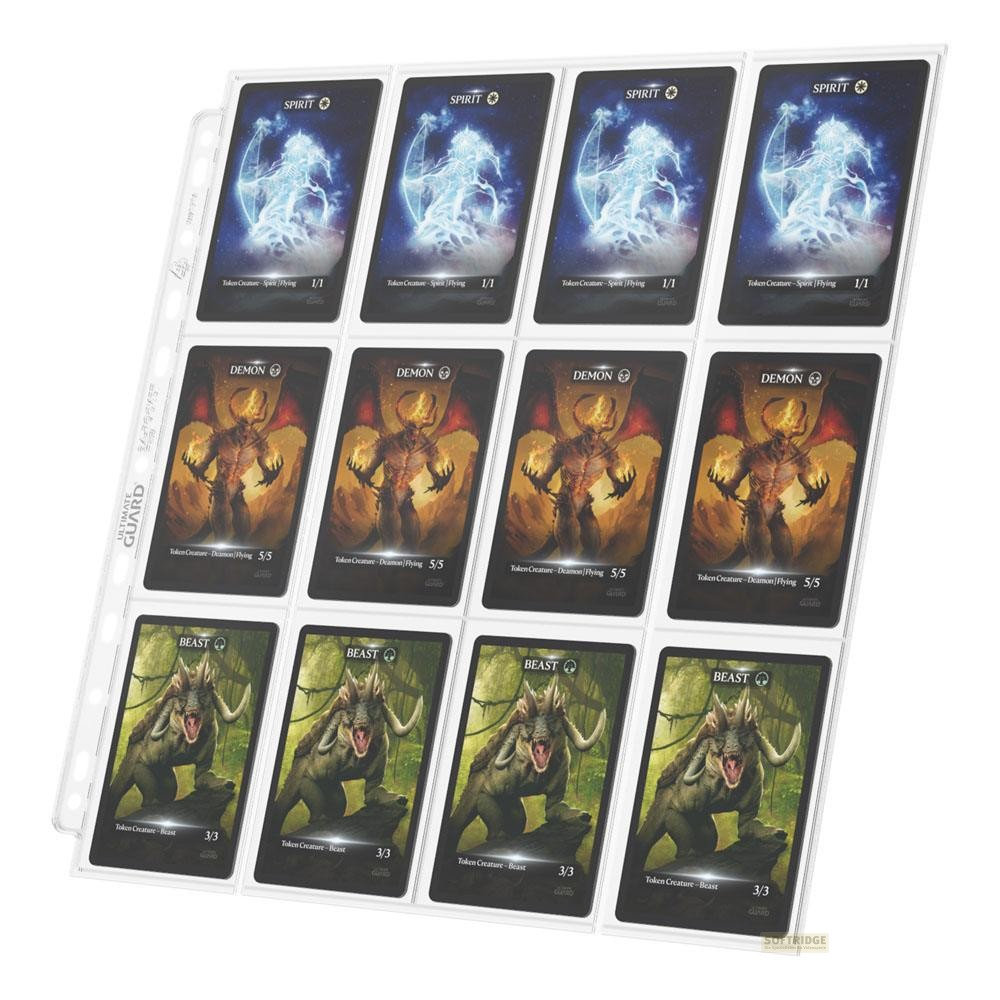 Protège-cartes contenant douze cartes à collectionner illustrant des esprits, des démons et des bêtes.