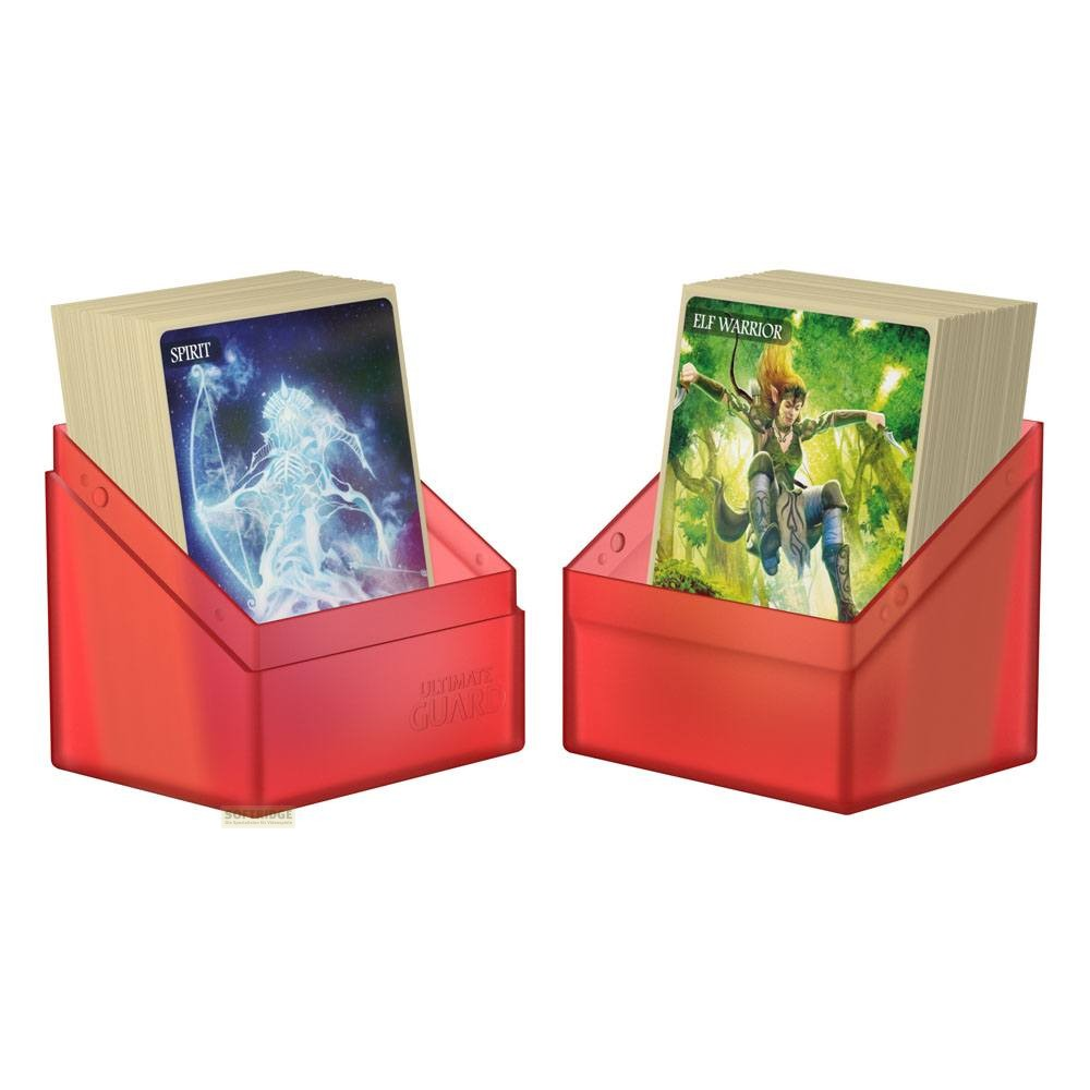 Deux boîtes de cartes rouges, à gauche 'Spirit', à droite 'Elf Warrior'.