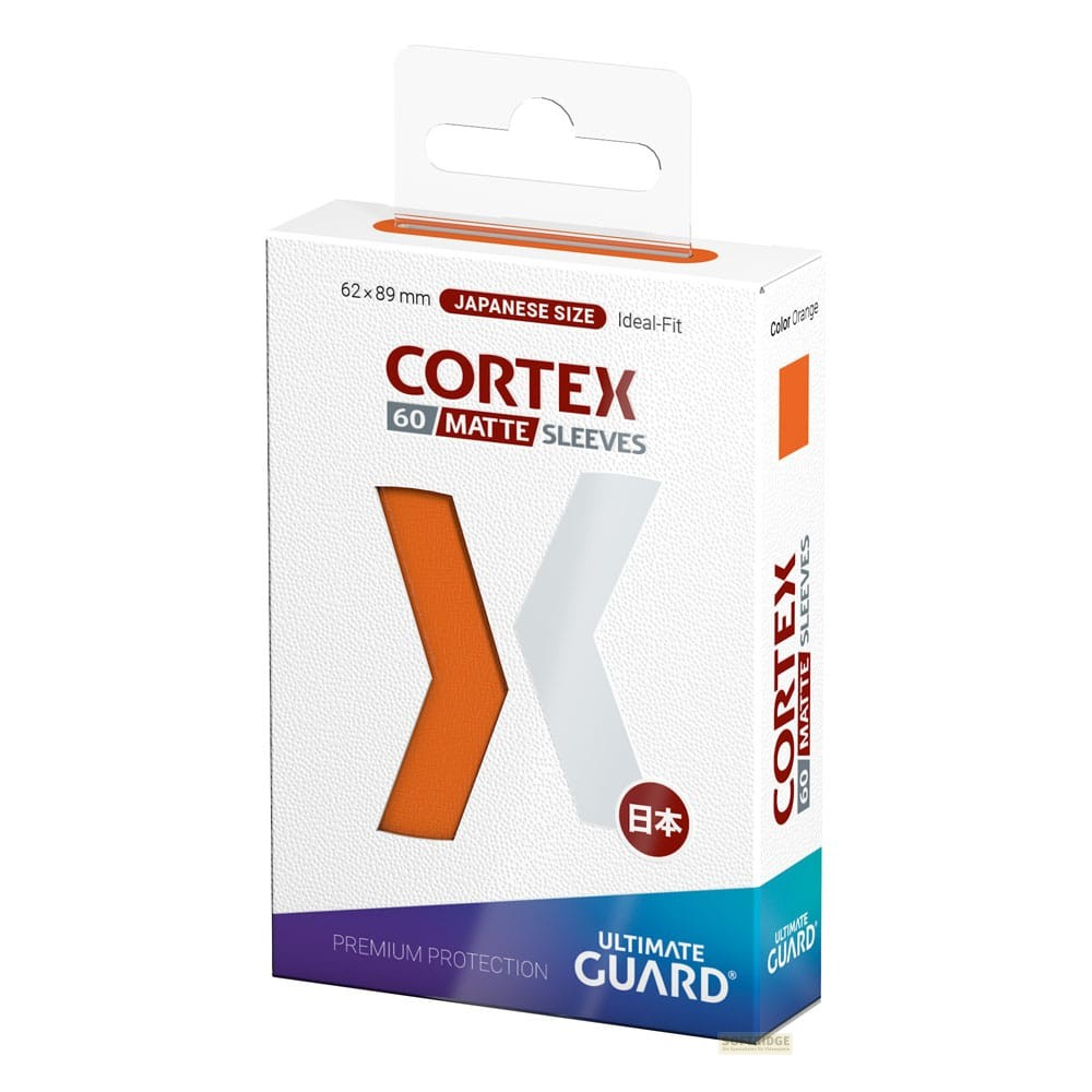 Une boîte blanche avec logo orange CORTEX et texte 60 protège-cartes mats.