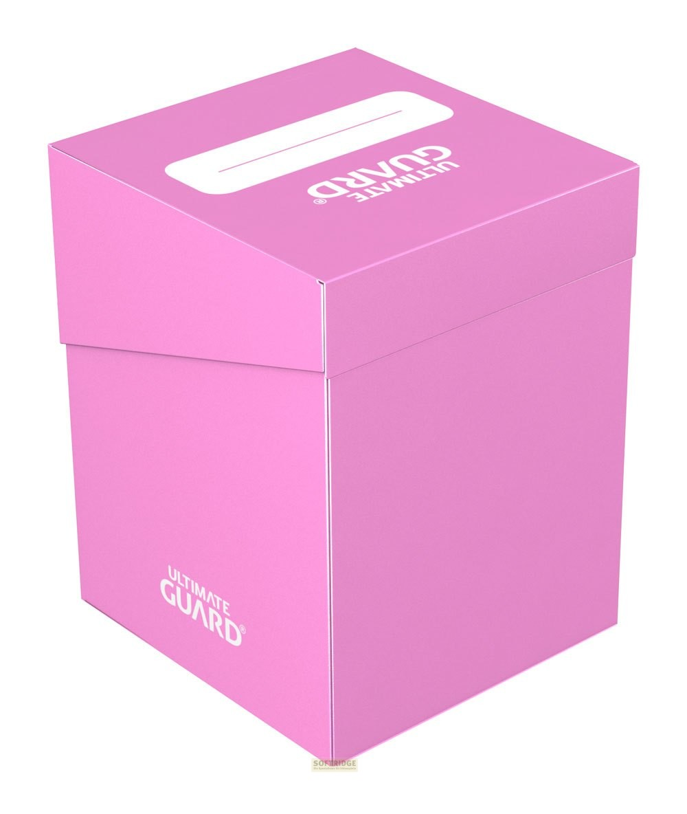 Une boîte de pont Ultimate Guard rose avec logo blanc sur fond blanc.