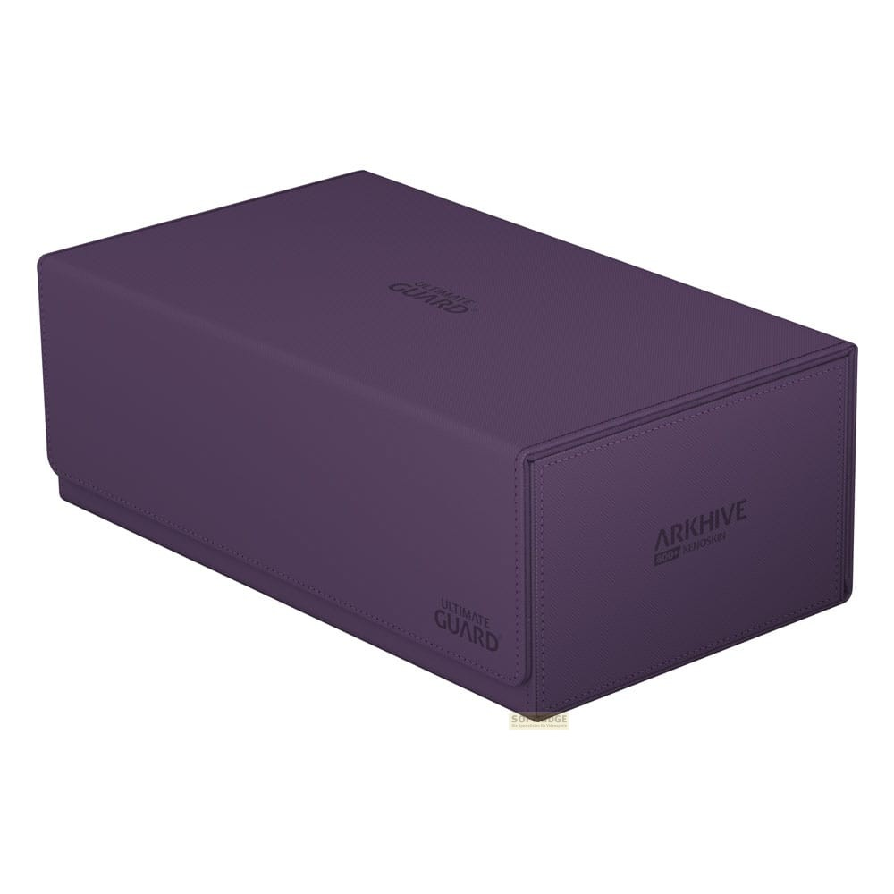 BoÃ®te de rangement Ultimate Guard Arkhive 800+ XenoSkin violette et fermÃ©e sur fond blanc.