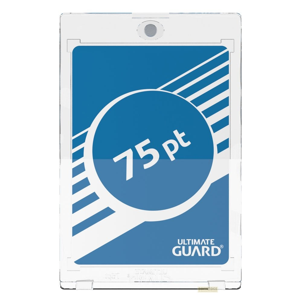 Porte-carte transparent Ultimate Guard 75 pt avec insert bleu.