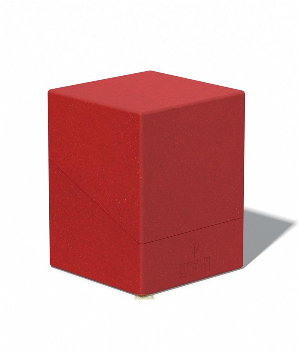 Une boîte rouge en forme de bloc sur fond blanc avec une ombre.