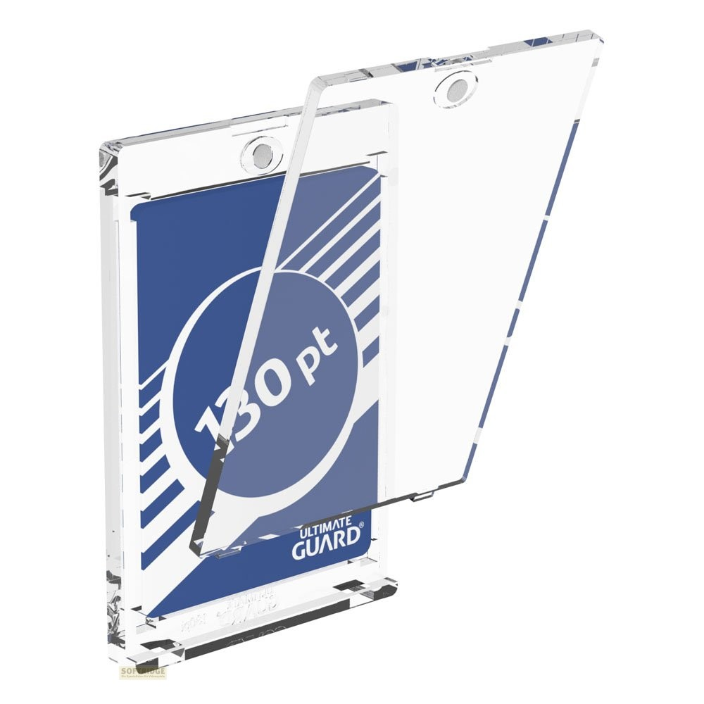 Un porte-carte à collectionner en acrylique avec insert bleu.
