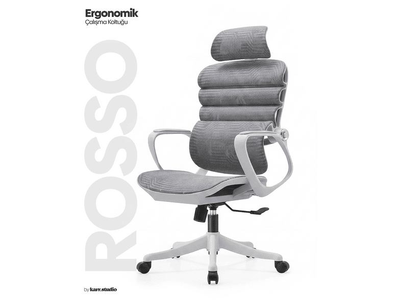 KARR OFFICE Rosso Ergonomik Sabit Kolçak Çalışma Koltuğu Gri Fiyat & Özellik