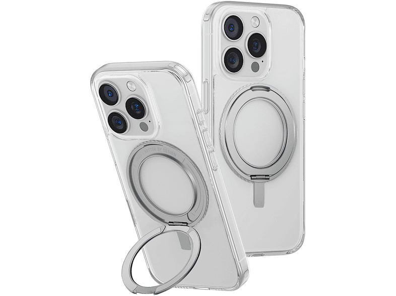 UNIQ iPhone 16 Pro Max Uyumlu Swivix Rotating Kickstand Kapak Telefon Kılıfı Şeffaf