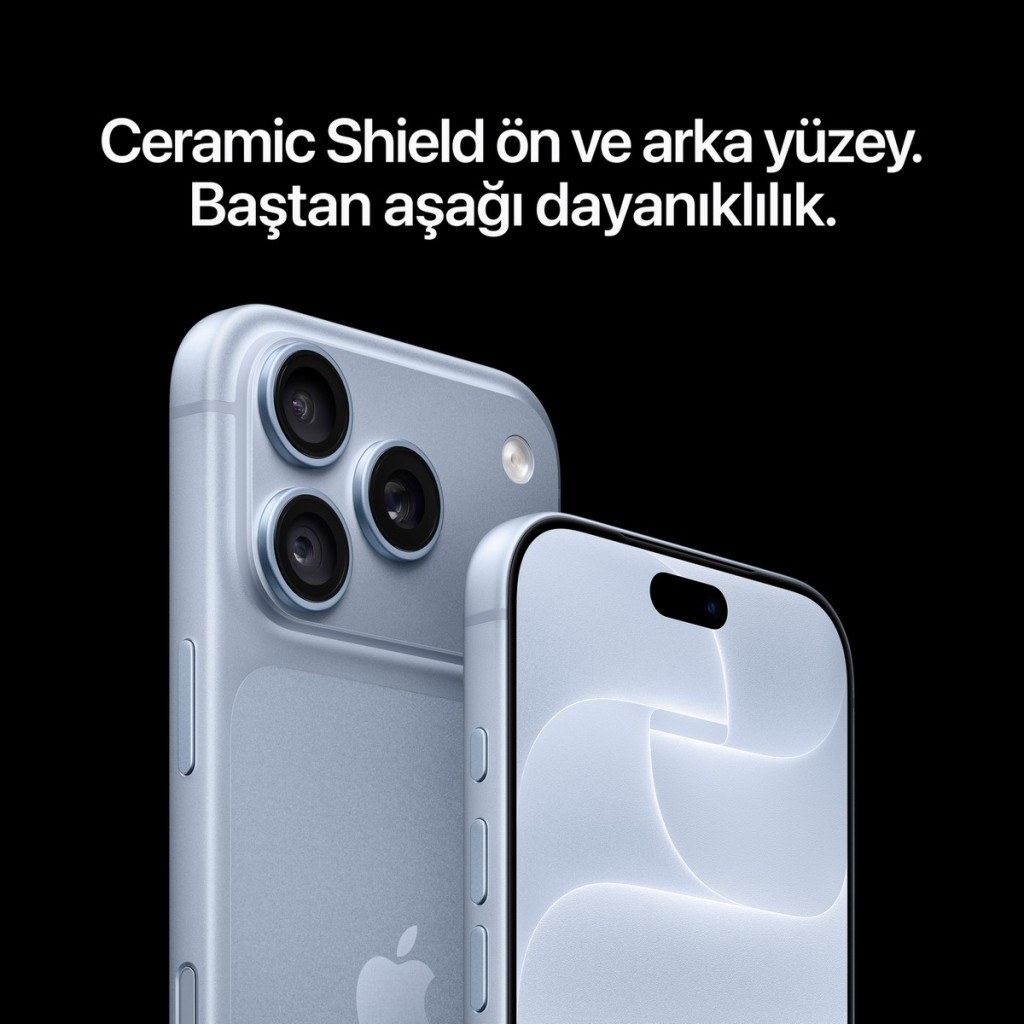 Siyah arka planda açık mavi iki akıllı telefon ve üstte Türkçe tanıtım yazısı.