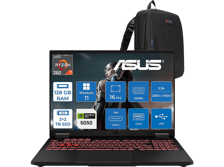 ASUS Tuf Gaming A16 8GB RTX5050 ZRV099WP54 AMD Ryzen 7 260 128 GB