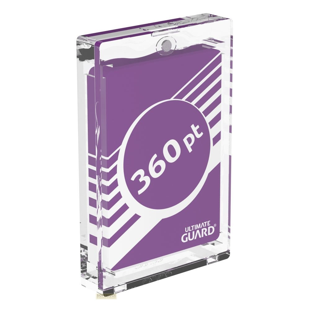 Un porte-carte en acrylique transparent avec un insert violet et le texte 360 pt.